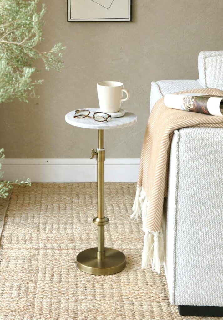 Goodinough Adjustable Height Marble Drink Table
